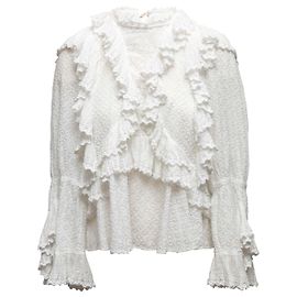 Blusa blanca de manga larga con volantes y eyelet Isabel Marant Talla FR 40