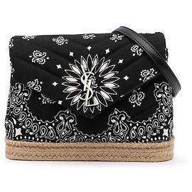 Borsa a tracolla Saint Laurent Toy Matelasse Cotton Bandana Print Monogram Black LouLou