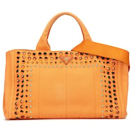 Borsa Prada Orange Canvas Canapa Bijoux