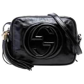 Borsa a tracolla Gucci Patent Soho Disco nera