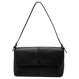 Schultertasche mit Klappe aus schwarzem Leder Burberry
