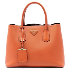 Borsa Double Saffiano Cuir Prada Medium Arancione