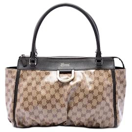Gucci Abbey GG Crystal D Ring Tote in Beige