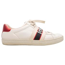 Sneakers basse in pelle Gucci con scritta White & Multicolor Taglia 37