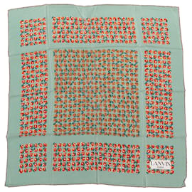 Vintage Lanvin Seidentuch mit floralem Print in Mint und Multicolor