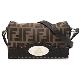 Borsa a tracolla Fendi Zucca Canvas Selleria marrone