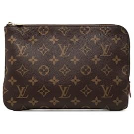 Clutch marrone Louis Vuitton Monogram Etui Voyageur PM