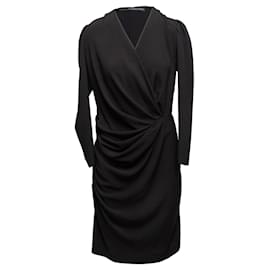 Vestido largo de manga larga drapeado negro Balenciaga Talla IT 42