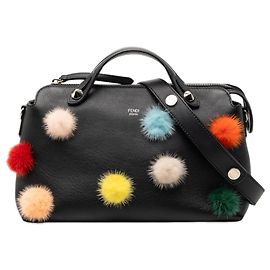 Borsa Fendi Medium Leather Pompom By The Way nera