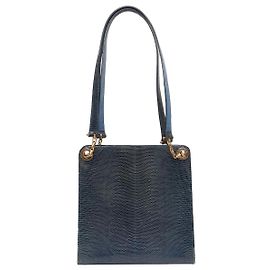 Céline Borsa Vintage Blue Celine in pelle di lucertola