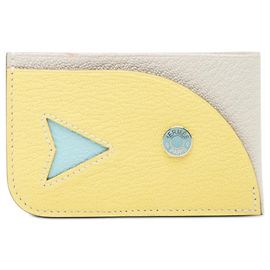 Portacarte in chevre Mysore Poisson giallo Hermès