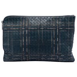 Blue Bottega Veneta Nappa Intrecciato Metropolis Dokumentenmappe Clutch