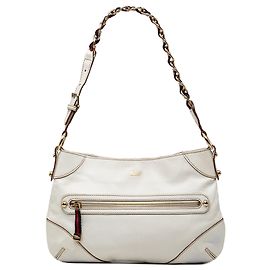 Borsa a tracolla Gucci Calfskin Web Capri Ranch Kid bianca
