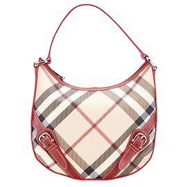 Brown Burberry Supernova Check Coated Canvas Larkin Hobo
