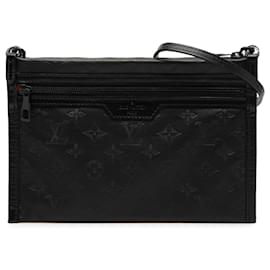 Borsa a tracolla Messenger Double Flat in Monogram Shadow verde di Louis Vuitton
