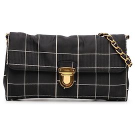 Borsa a tracolla con catena Tessuto nera Prada