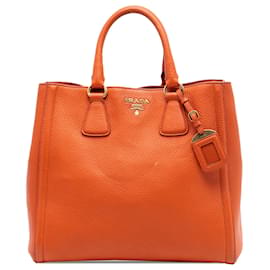 Borsa Tote Convertible Aperta Prada Vitello Daino Arancione