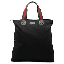 Tote verticale Gucci GG Canvas Web nero