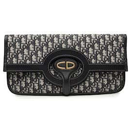 Clutch plegable en lona Dior Oblique azul
