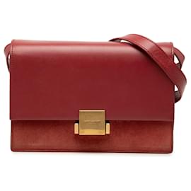 Borsa Bellechasse in pelle di vitello e scamosciato rosso di medie dimensioni Saint Laurent