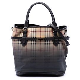 Bolso Liberton en lona revestida Burberry Haymarket Check Ombre beige