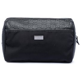 Clutch in nylon nero Gucci Guccissima con bordatura