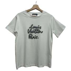 T-shirt Louis Vuitton Paris Glow Signature bianca in cotone