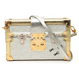 Borsa a tracolla Louis Vuitton Epi Petite Malle Argento
