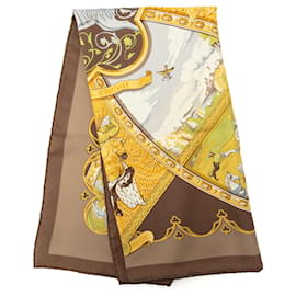Sciarpa in seta Hermès La Vie a Cheval marrone 90 Scarves