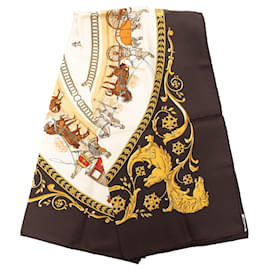 Sciarpa in seta Hermès La Promenade de Longchamps Marrone 90 Scarves
