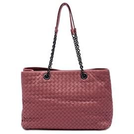 Tote Medium in Nappa Intrecciato Double Chain rosa Bottega Veneta