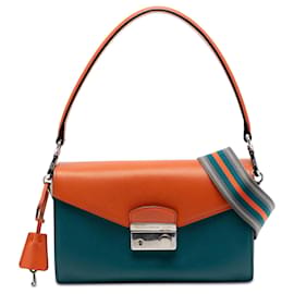 Borsa Prada Bicolor Saffiano Lux Sound Lock Blu