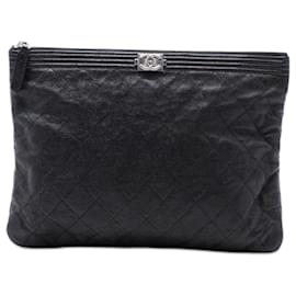 Clutch Boy O Case in Caviar Trapuntato Chanel Nero Taglia Medium