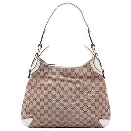 Gucci GG Canvas Horsebit Creole Hobo Bag Beige