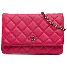 Pink Chanel Classic Lambskin Wallet on Chain Crossbody Bag