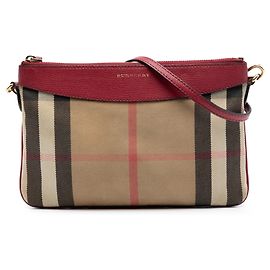 Brown Burberry House Check Canvas Derby Peyton Crossbody