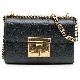 Borsa a tracolla Gucci Small Guccissima Padlock nera