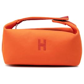 Beauty case Orange Hermès Small Toile Bride A Brac Case