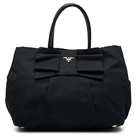 Tote Black Prada Tessuto Fiocco Bow