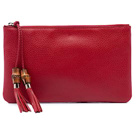 Clutch Bamboo in pelle di vitello rossa Gucci