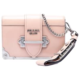 Borsa a tracolla Cahier in pelle di vitello morbida Spazzolato rosa Prada