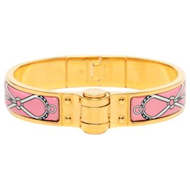 Gold Hermès Narrow Charniere Uni Enamel Bracelet