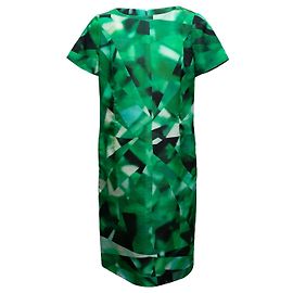 Vestido con estampado geométrico verde y negro Oscar de la Renta Talla US S