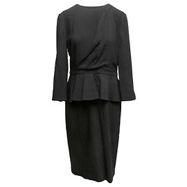 Robe à basque en laine noire à manches longues Gucci Taille IT 46