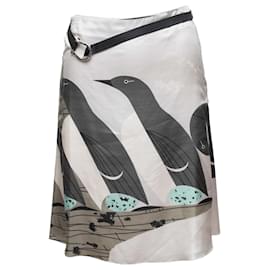 Falda de seda con estampado de pingüino blanco y multicolor Celine Talla FR 34 - Céline