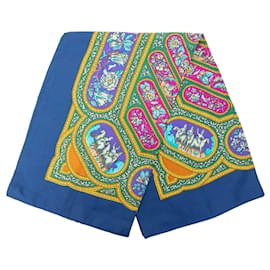 Sciarpa in seta blu Hermès Qalamdan