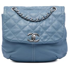 Bolso bandolera Chanel Mini Quilted Lambskin Trianon Messenger Flap Crossbody Bag azul