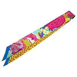 Gelbes Hermès Under the Waves Twilly Seidentuch Scarves