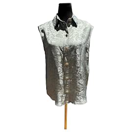 Ärmellose Chanel Bluse aus Seidenbrokat