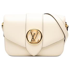 Borsa a tracolla Louis Vuitton LV Pont 9 Soft MM in pelle di vitello bianca